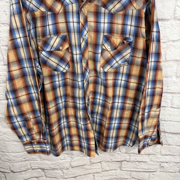 VTG Wrangler Wrancher Mens XXL Western Pearl Snap Button Down Plaid Long Sleeve - Picture 3 of 7